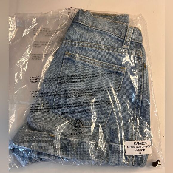 Women’s American Apparel Women's Denim High-Waist Cuff Short size 25 light wash. - Picture 5 of 13